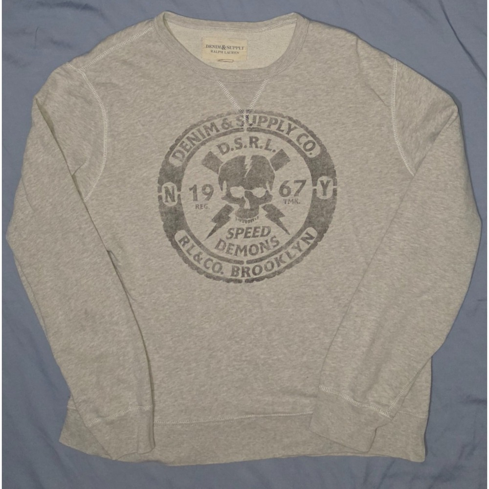 Denim & Supply Ralph Lauren Sweatshirt Men's XL Gray DSRL Speed Demons Brooklyn